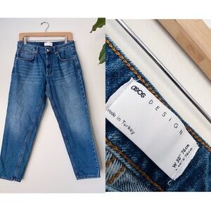 ASOS High Waisted Rise Tapered Relaxed Denim Jeans Classic Medium Wash 30 VTG